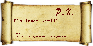 Plakinger Kirill névjegykártya